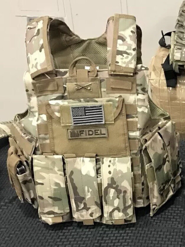 Multicam Tactical Vest Plate Carrier With Plates- 2 10x12 curved Plates
