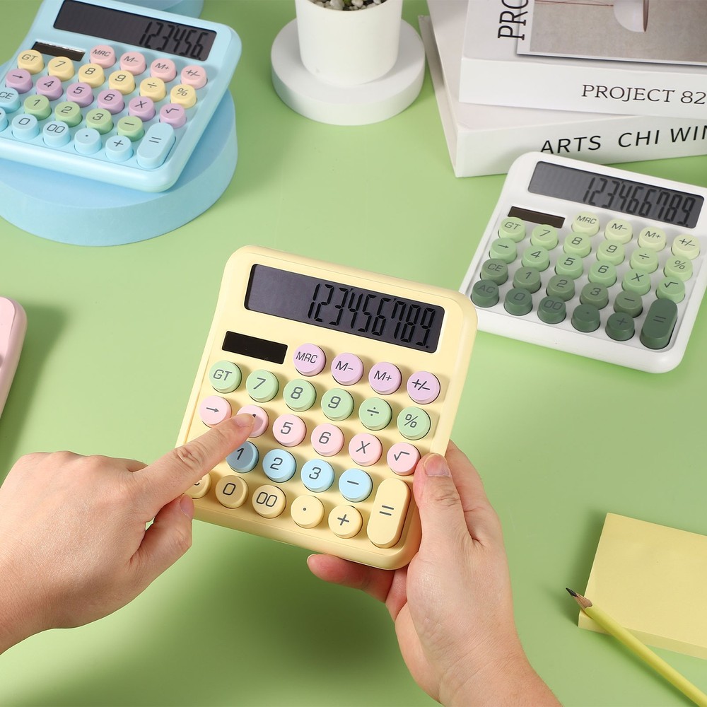 Cute Calculator Desk Calculator Basic Big Button, Colorful Beige