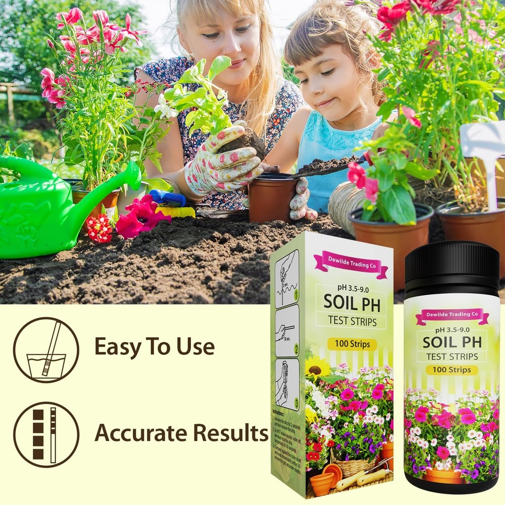 Soil Ph Paper Test Kit โ€ 100 Tester Strips 3.59 Range โ€ Use For Testing G...