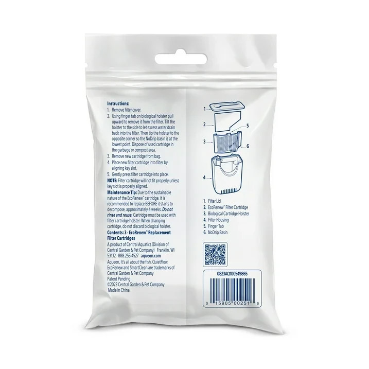 Aqueon EcoRenew Replacement Filter Cartridges ~ Small, 3-Pack