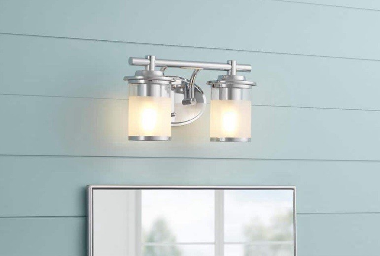 Hampton Bay Truitt 14.2 in. 2-Light Chrome Modern Transitional Vanity