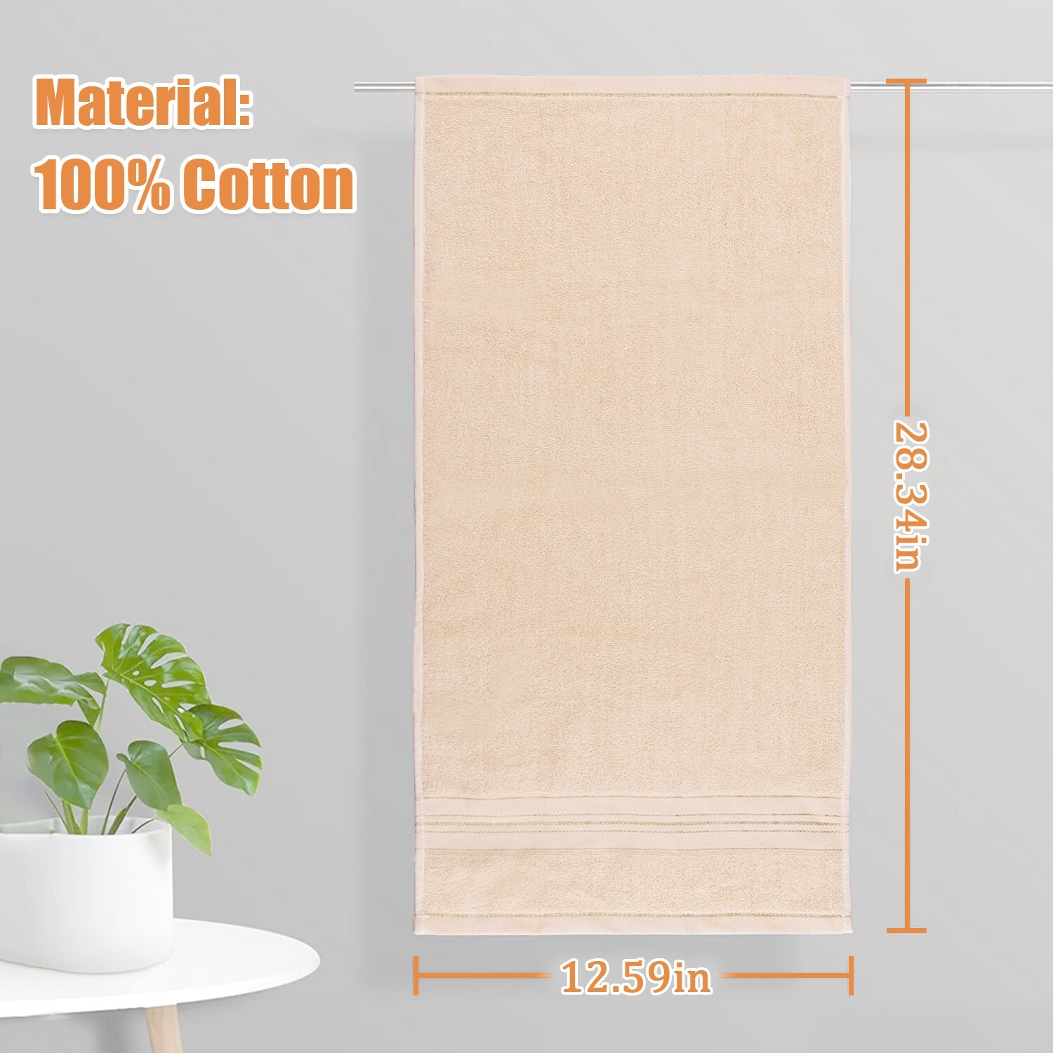 100% Cotton Premium Soft Towel 3PCS Soft Gold Luxury Absorbent Face Cloth Bath