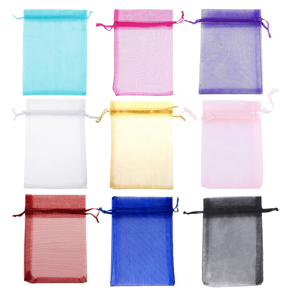 100/200 pcs Organza Gift Candy Sheer Bags Wedding Party Favor Decoration Pouches