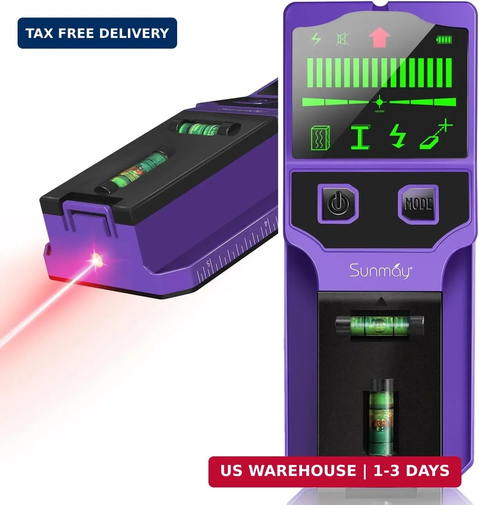 SUNMAY Stud Finder Wall Scanner, 7-in-1 Electronic Stud Sensor & Wall Detector f