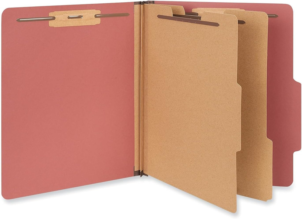 10270 Pressboard Classification Folder, Letter, Six-Section, Red, 10/Box