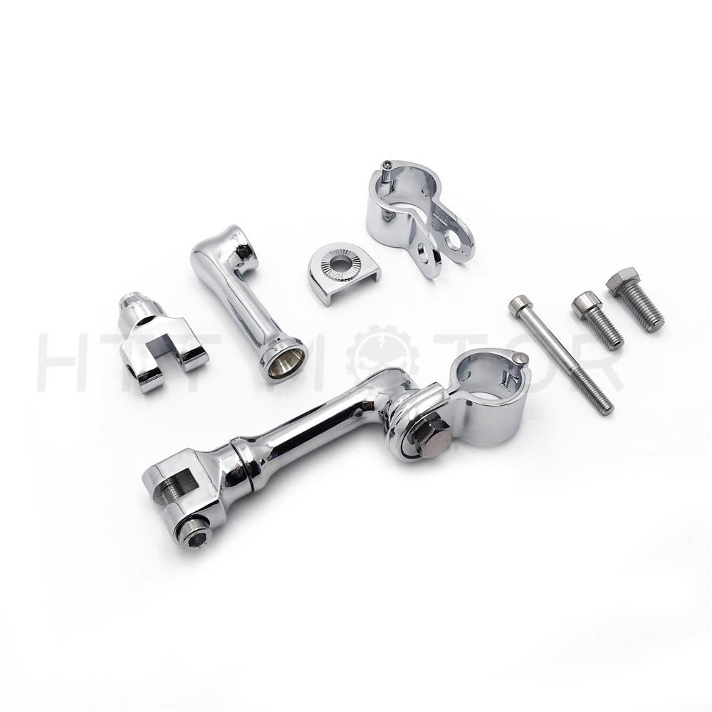 Chrome 1.5" Long Angled Adjustable Footpeg Mounting Kit For Universal Motorcycle