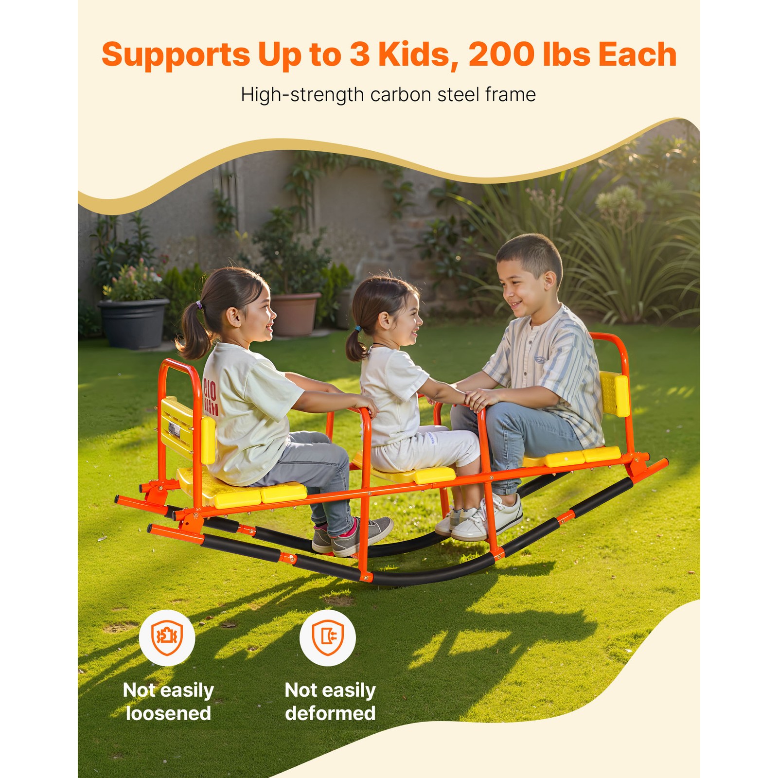 Kids Seesaw 200 lbs Capacity Metal Rocking Teeter Totter with Handles