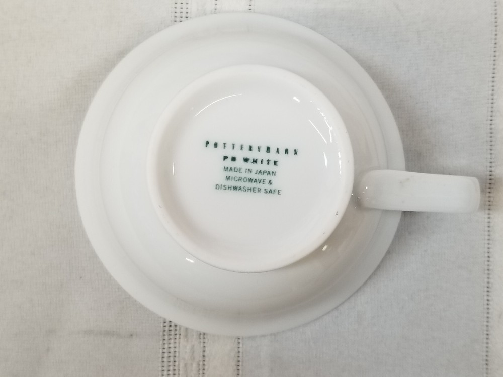 POTTERY BARN PB WHITE 2 Flat Tea Cups