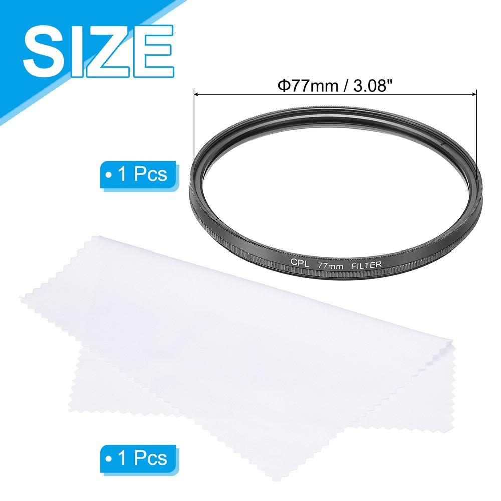 77mm Circular Polarizer Filter, Polarizing Filter with Cleaning Cloth