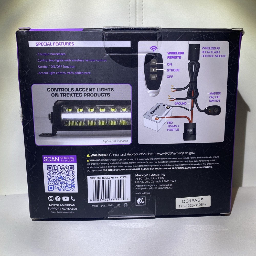 Alpena 78391 Wireless Install Kit - Powers 2 Lights QC1PASS