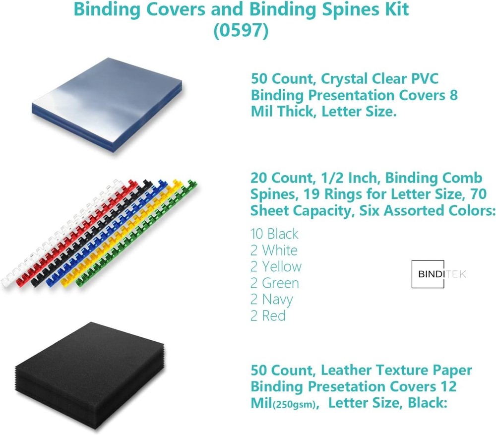 120 Pack Binding Covers & Combs Kit - Professional Quality Document Presentation