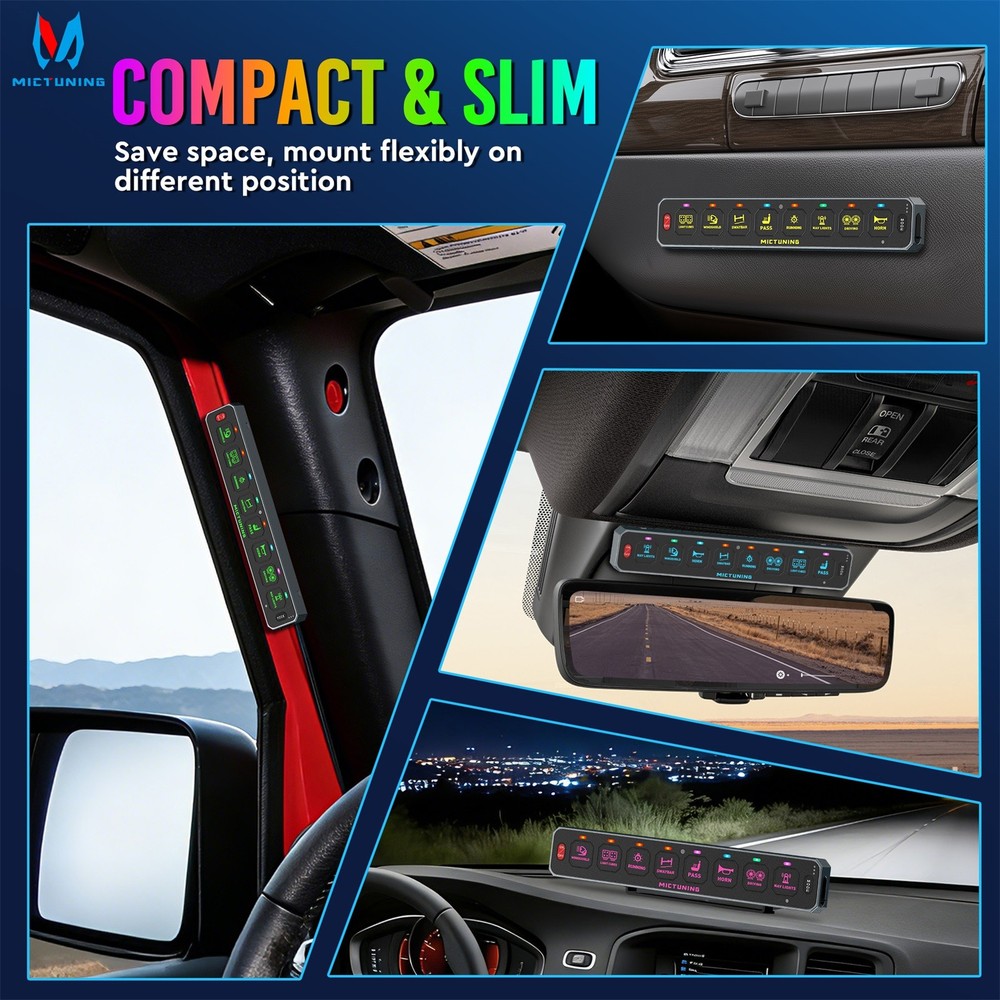 8 Gang Wireless LED Switch Panel Toggle Flash Remote Control for Boat & Vehicles