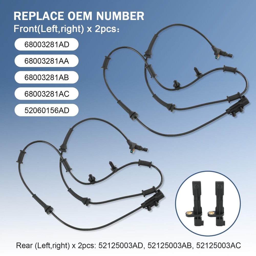 ABS Wheel Speed Sensor Replacement for Jeep Wrangler 20072017 4PCS Set