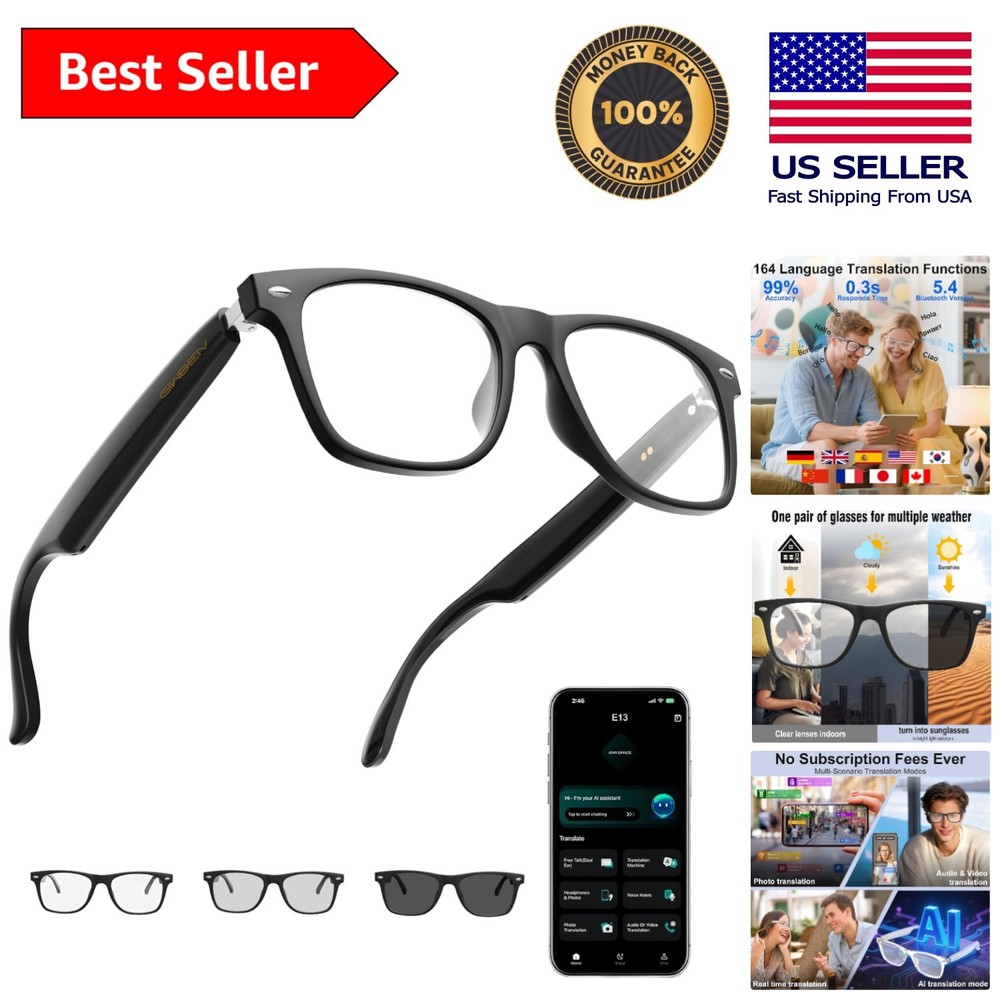 No-Camera Smart Glasses with Advanced Translation & Immersive Audio Features