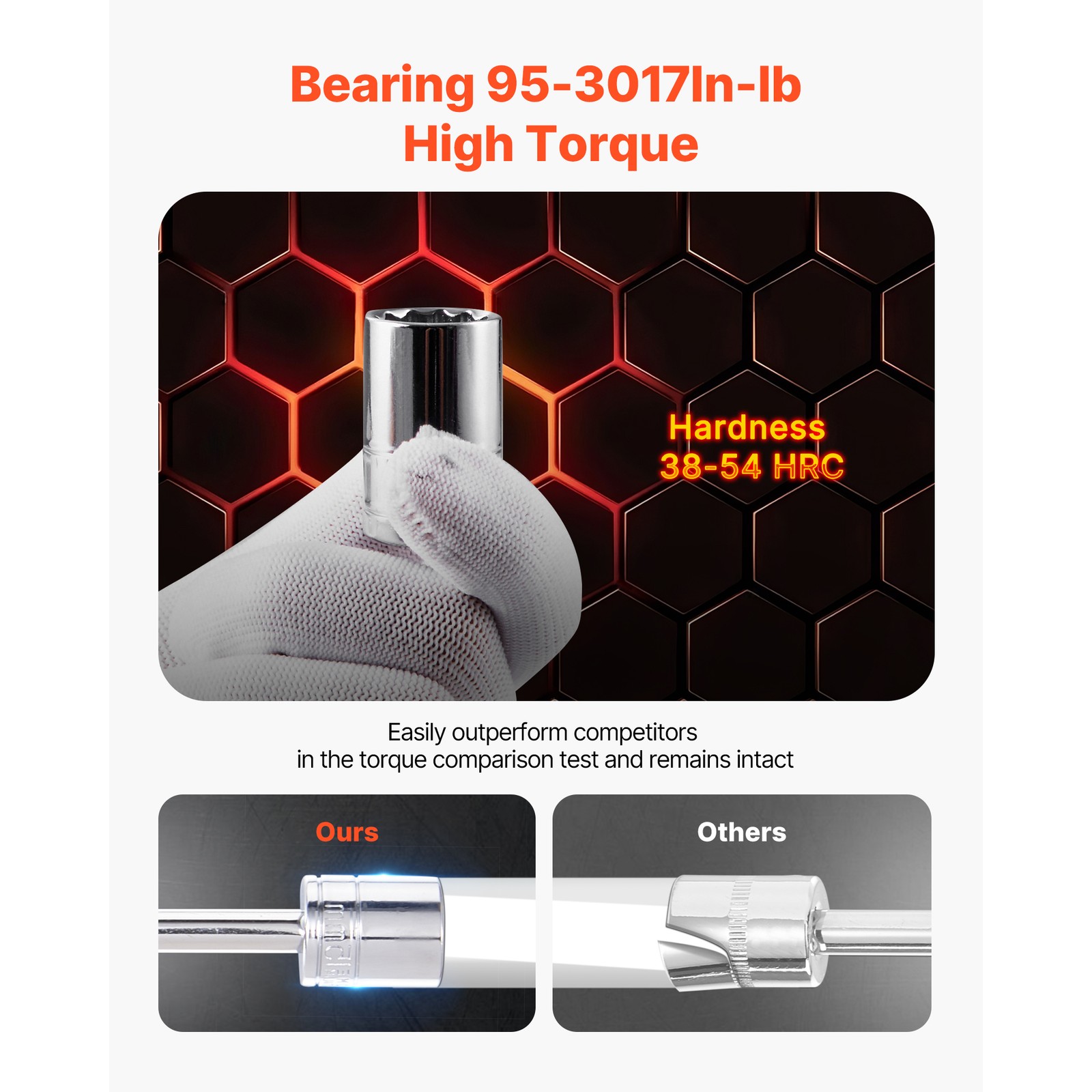 Mechanics Tool Set Socket Set 450Pcs 1/4 3/8 1/2 in Drive Orange Drawer