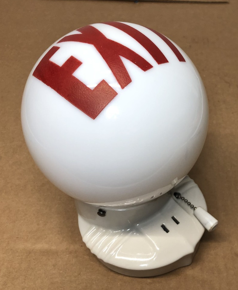 Antique Exit Glass Shade Vtg Wall Sconce Porcelain Light Fixture Art USA #L32