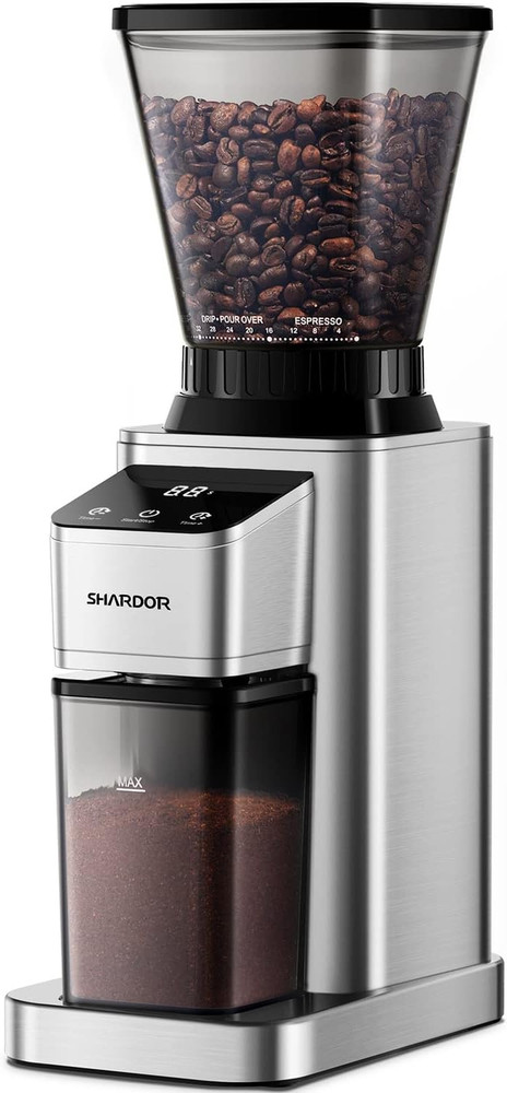 Conical Burr Coffee Grinder with 48 Settings, Timer & Anti-Static Technology