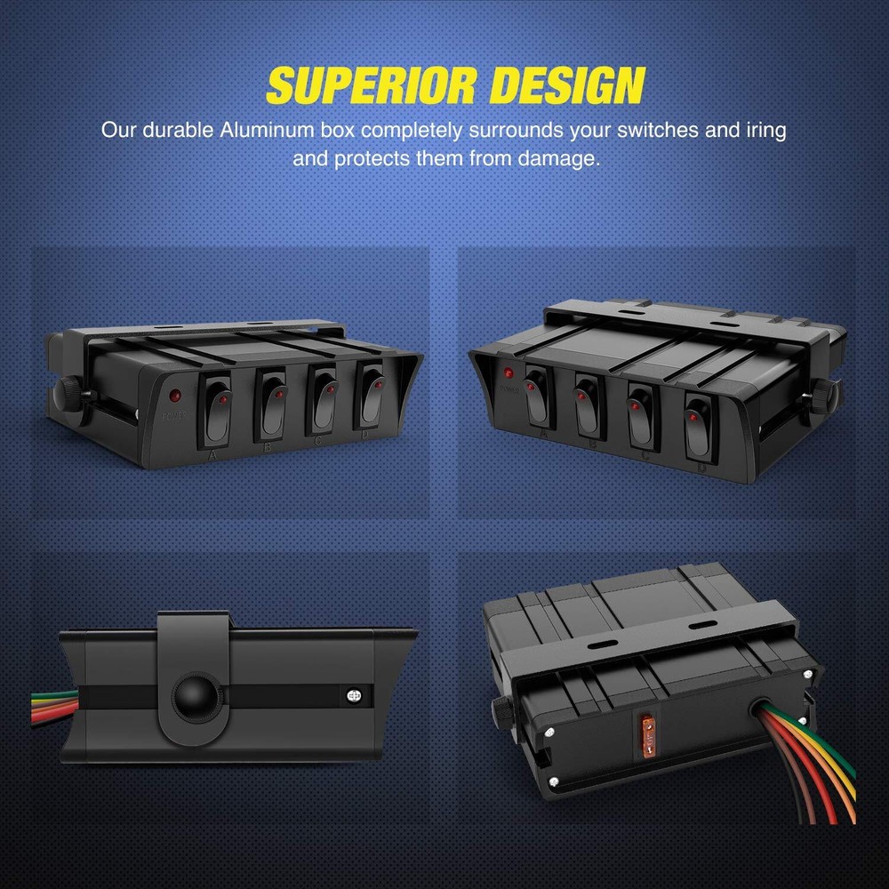 Nilight 4 Gang Rocker Switch Box SPST Toggle Switch Panel Switch Panel