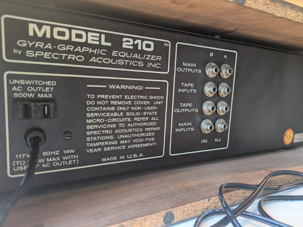 Spectro Acoustics Model 210 Equalizer - Sold as is