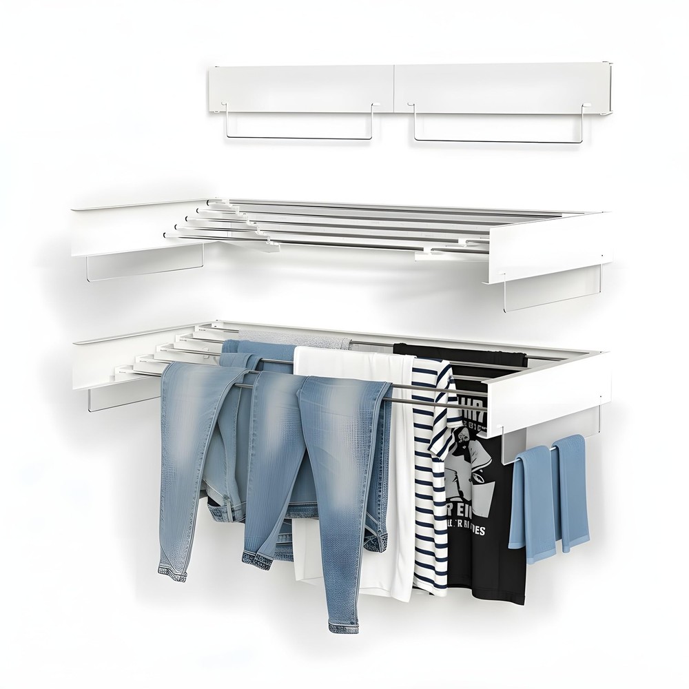 Wall Mounted Clothes Drying Rack Space-Saving Laundry Dryer for Clothing