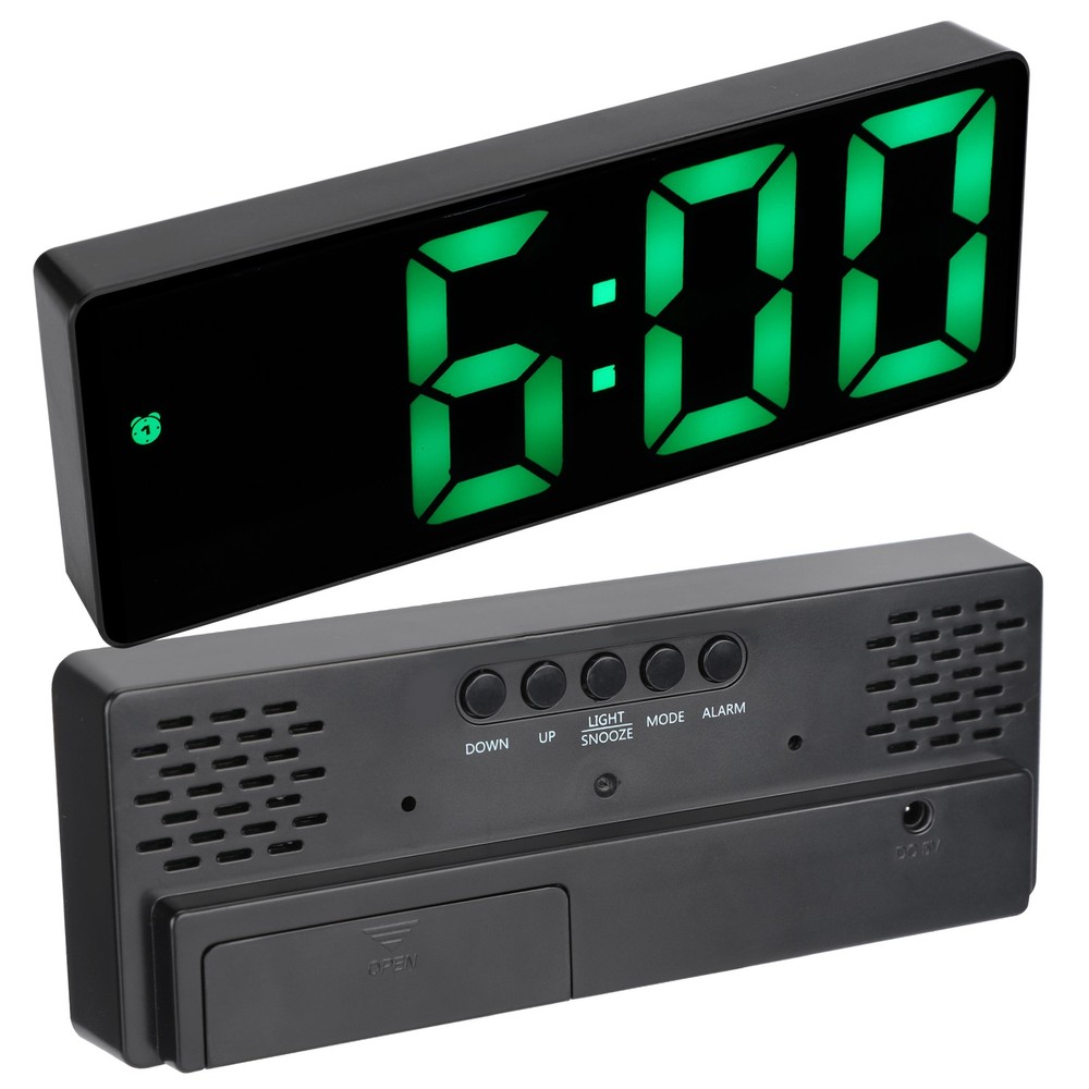 Electronic Clock LED Digital Mirror Alarm Clocks Battery PlugIn DualUse 0712
