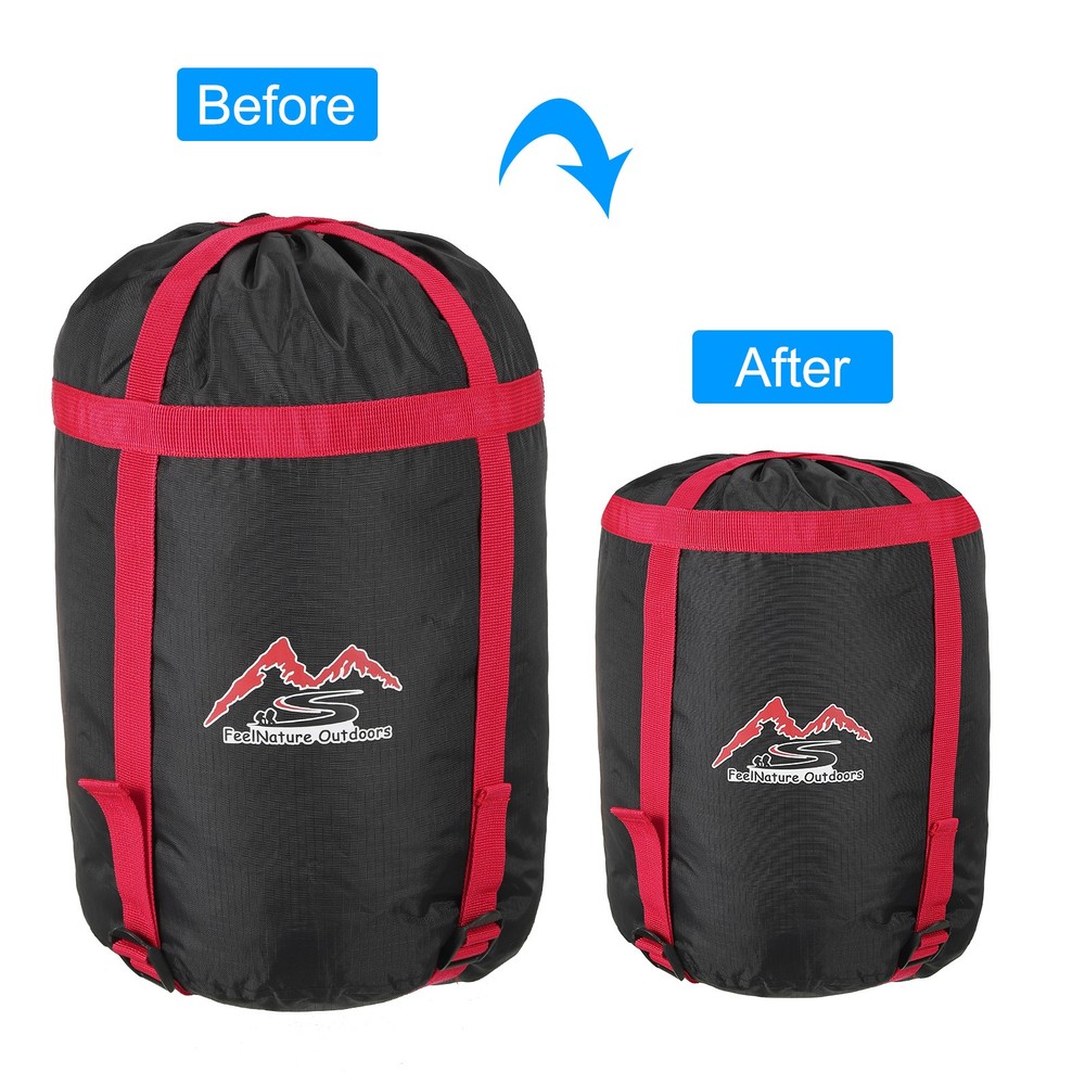 2 Pack Compression Stuff Sack S Size Waterproof Sleeping Bag Sack Black Red