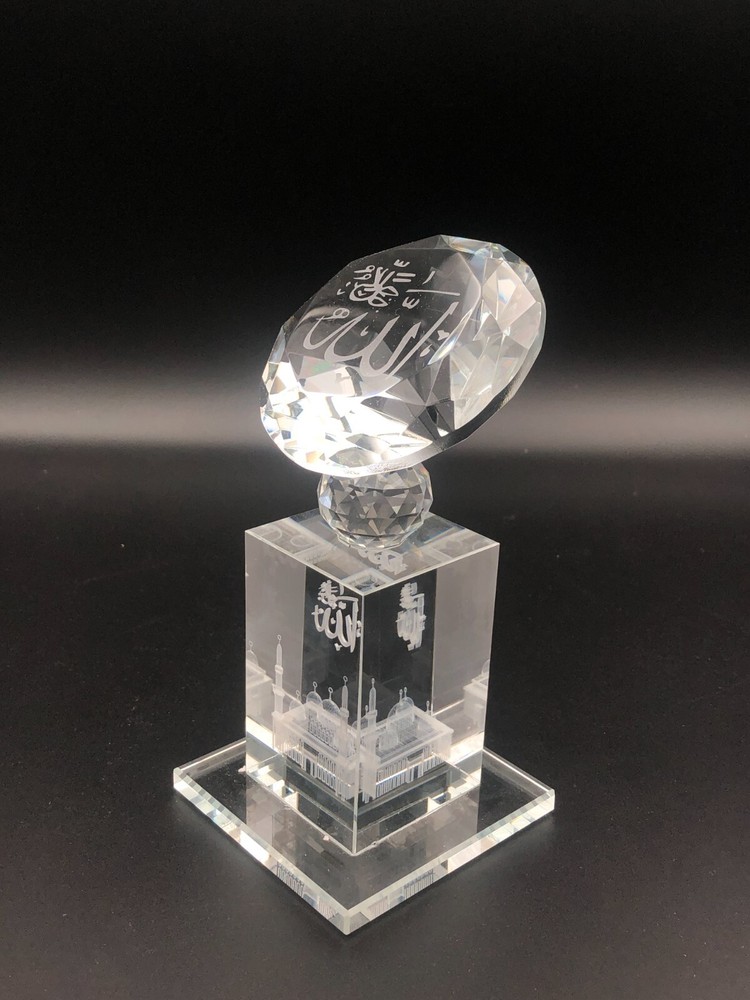 Hand Cut Allah Islamic Crystal religious Gift With Box