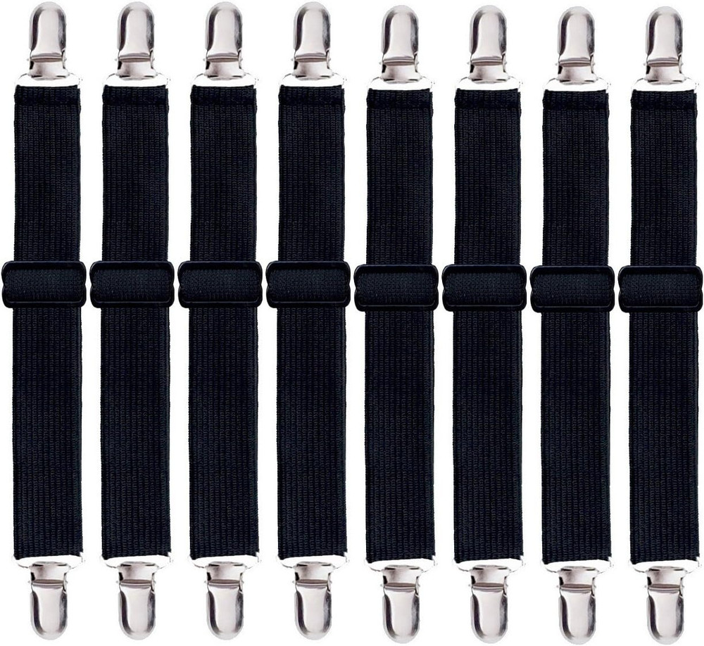 8 Pack Bed Sheet Straps, Adjustable Elastic Fitted Sheet Holder Clips, Heavy Dut
