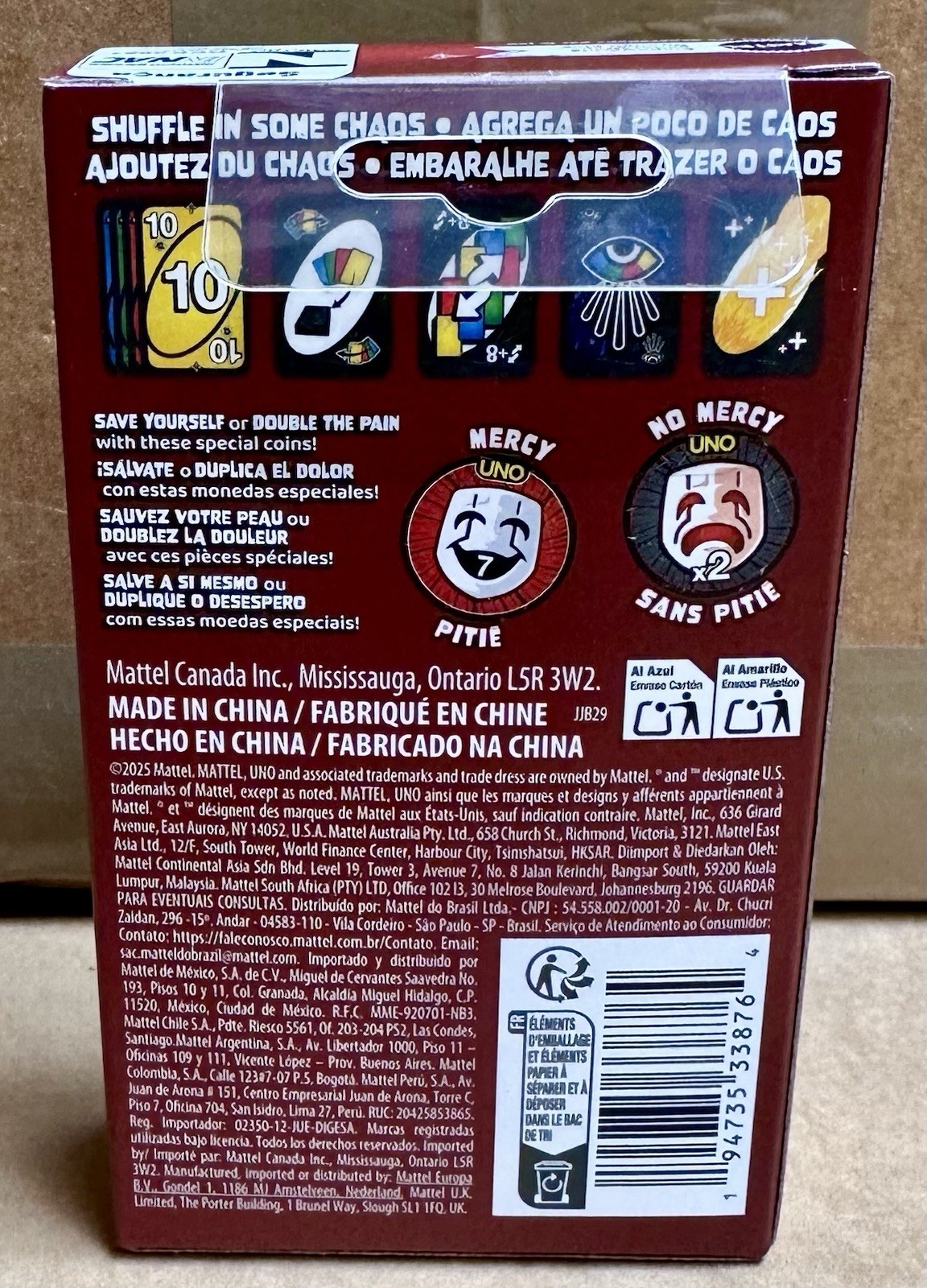 UNO Show 'Em No Mercy EXPANSION PACK "SAVE YOURSELF or DOUBLE THE PAIN!" IN HAND