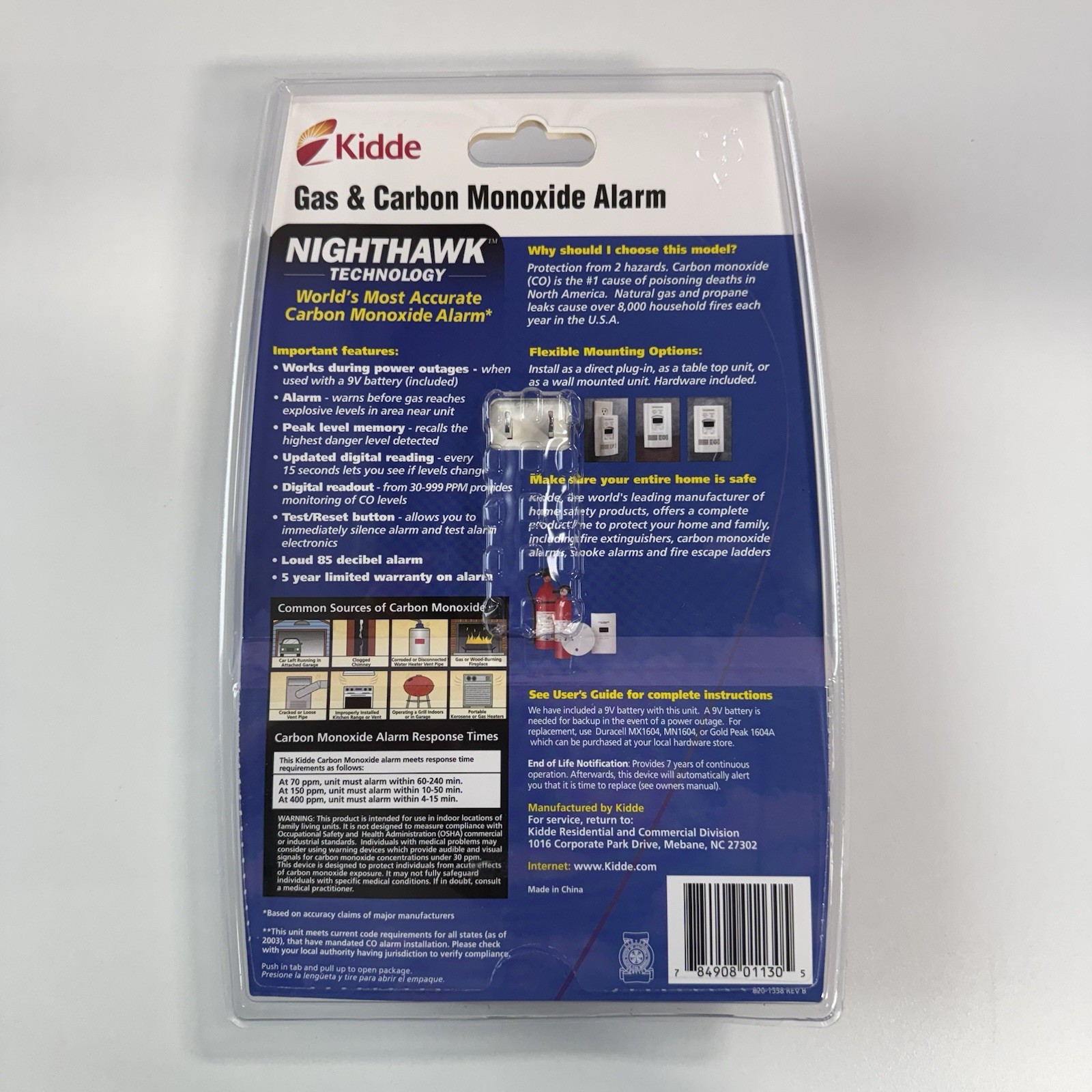 Kidde KN-COEG-3 Explosive Gas Alarm Carbon Monoxide Alarm Detector with Battery