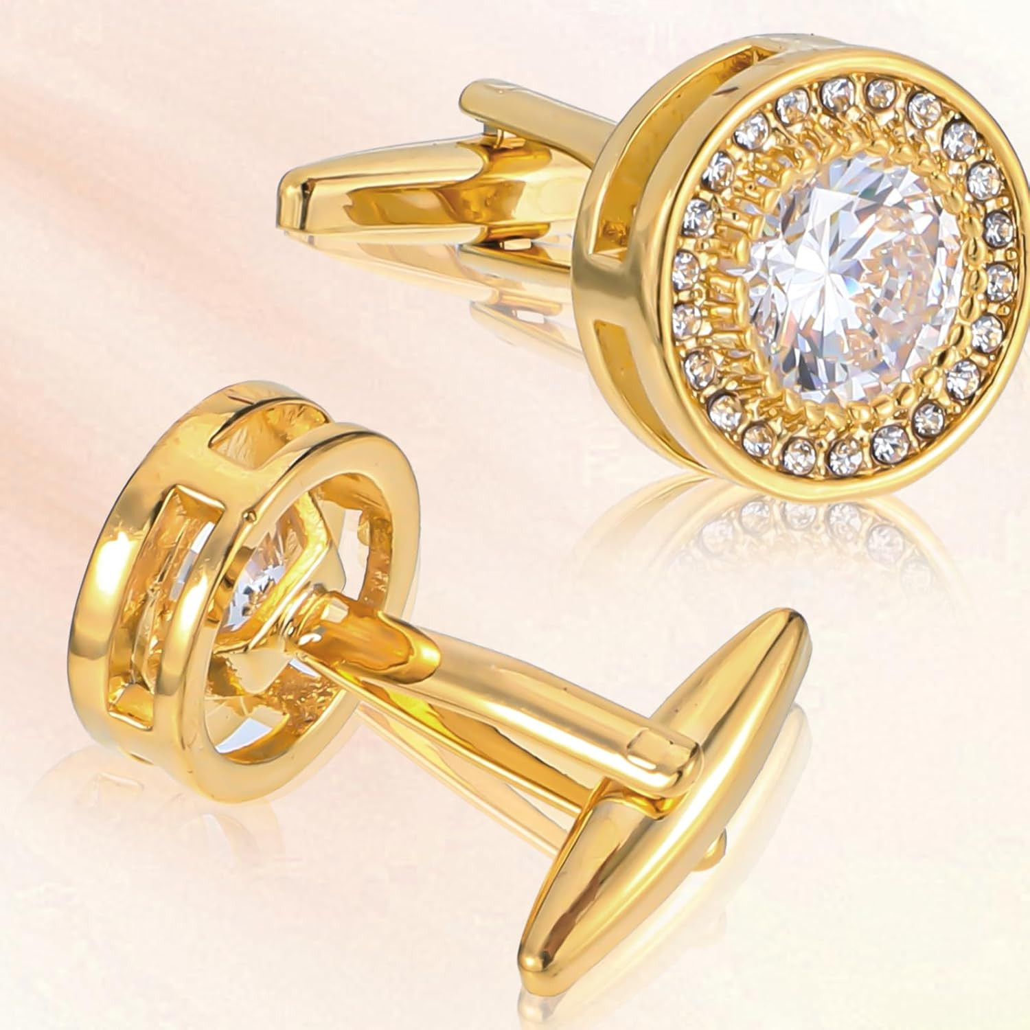 Cufflinks for Men Cuff Links Diamond Crystal Cuff Mens Personalized Classic roun