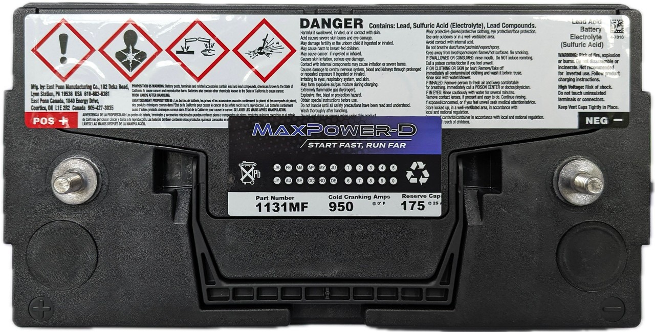 Maxpower-D 1131MF 12V 950 CCA Maintenance-Free Heavy-Duty Battery (Group 31)