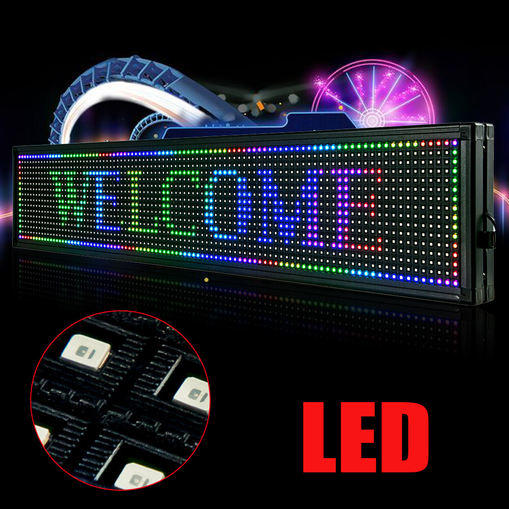LED Sign 40"X8" Scrolling Message Display Board RGB 7-Color Programmable Board