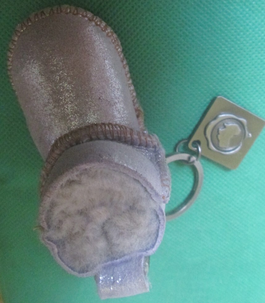 Australia LUXE Silver Shearling BOOT keyring key chain keychain 3"
