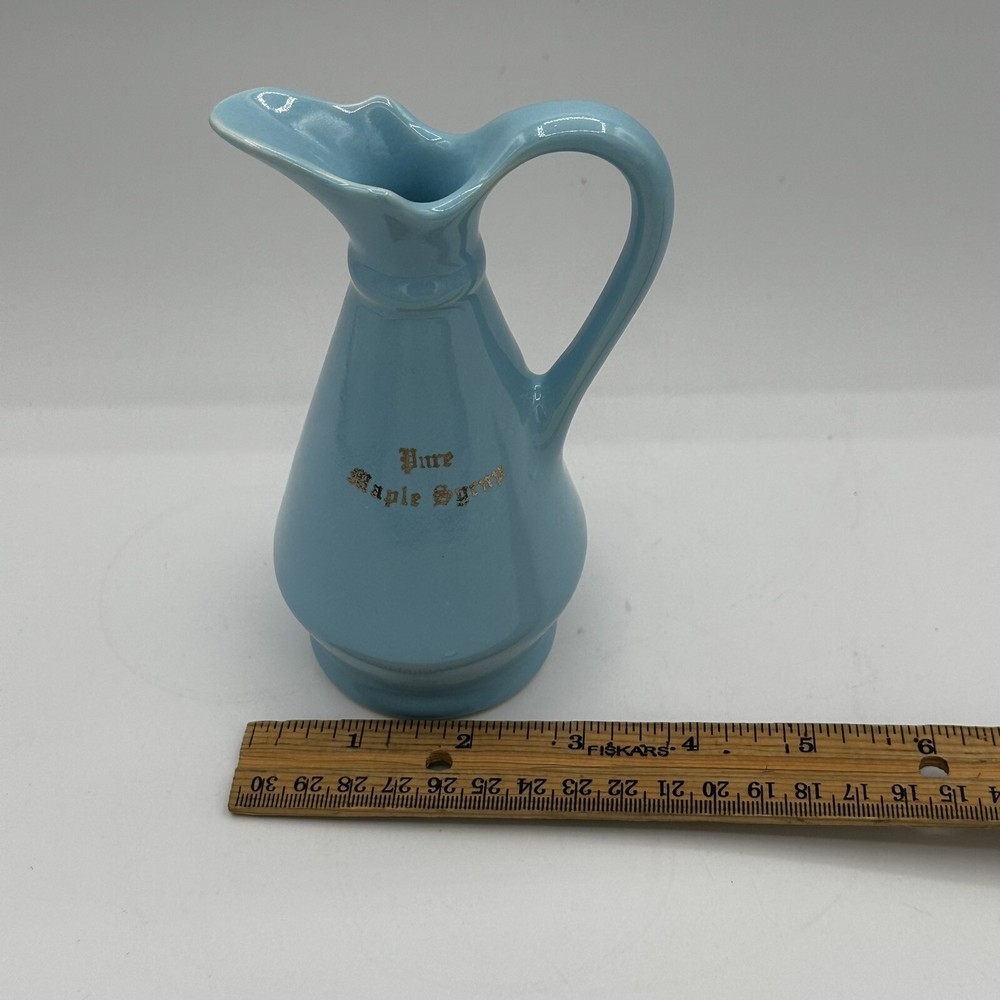 rare pottery # 474 pure maple syrup pitcher Blue