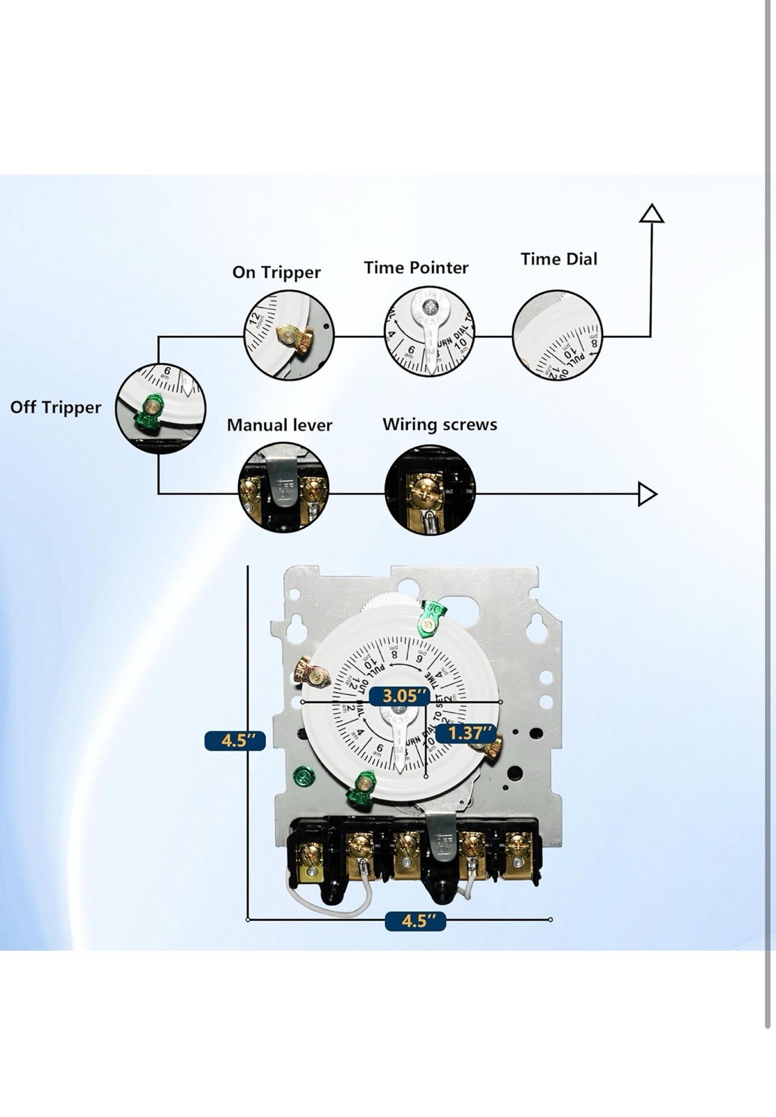 T104M Electromechanical Timer Switch Versatile Scheduling Manual Override,1-12