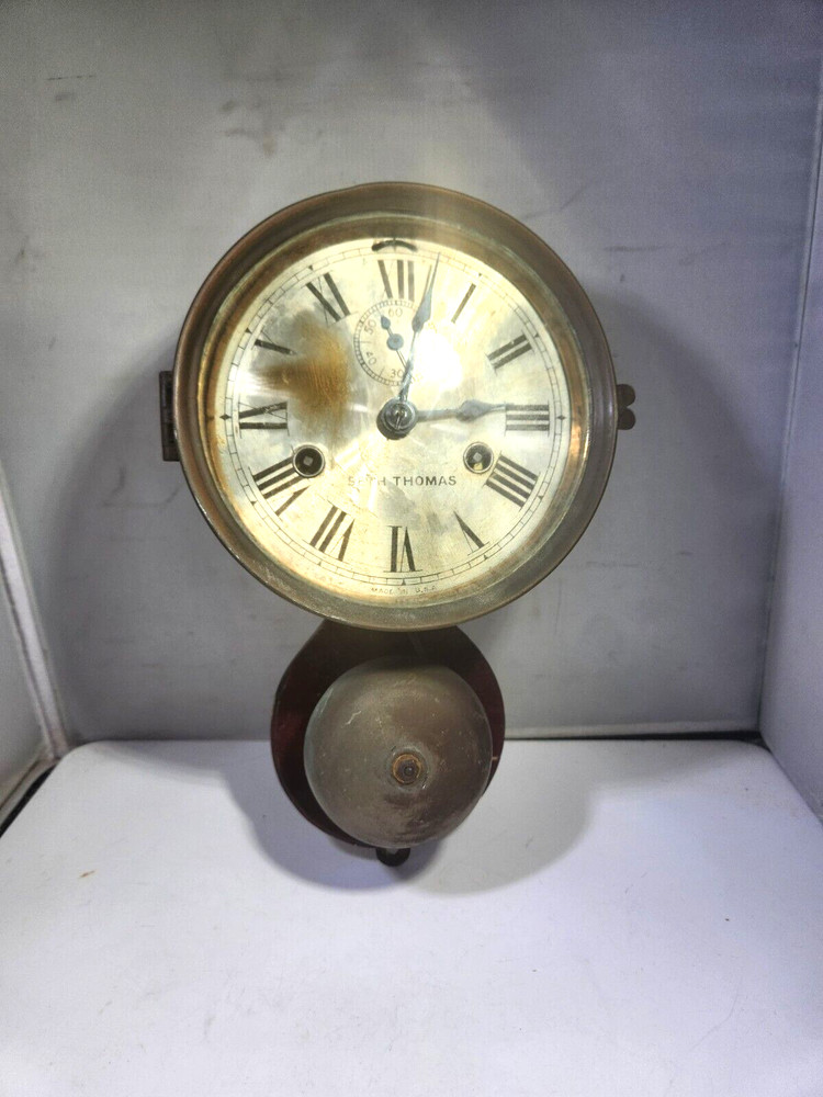 19th c Seth Thomas Ships Clock w Bell