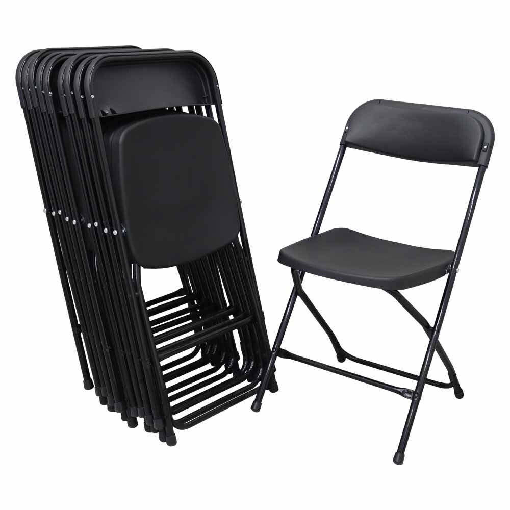New Black Plastic Folding Chairs Stackable Chairs Enlarged Surface 10pcs/set
