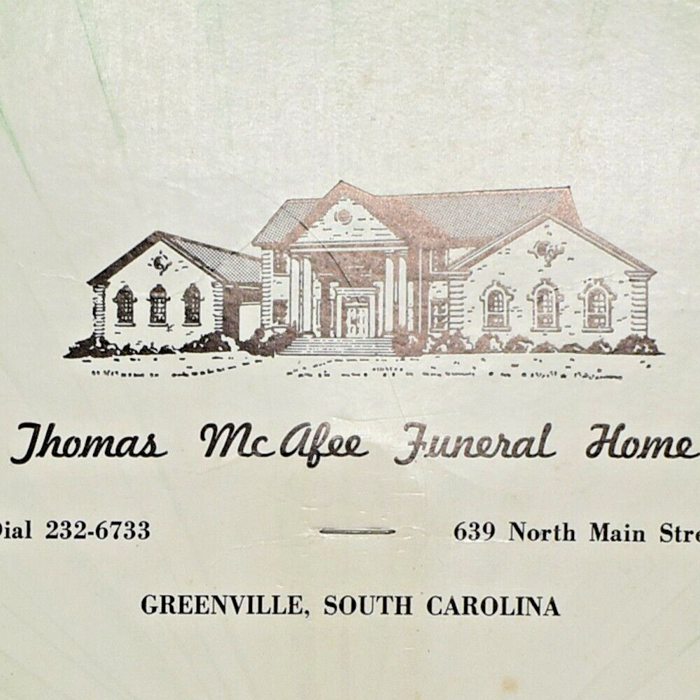 1988 Thomas McAfee Funeral Home 639 North Main Street Greenville South Carolina