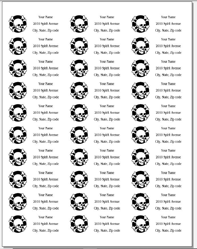 150 Skull Crossbones Round Mailing Return Address Labels Personalized