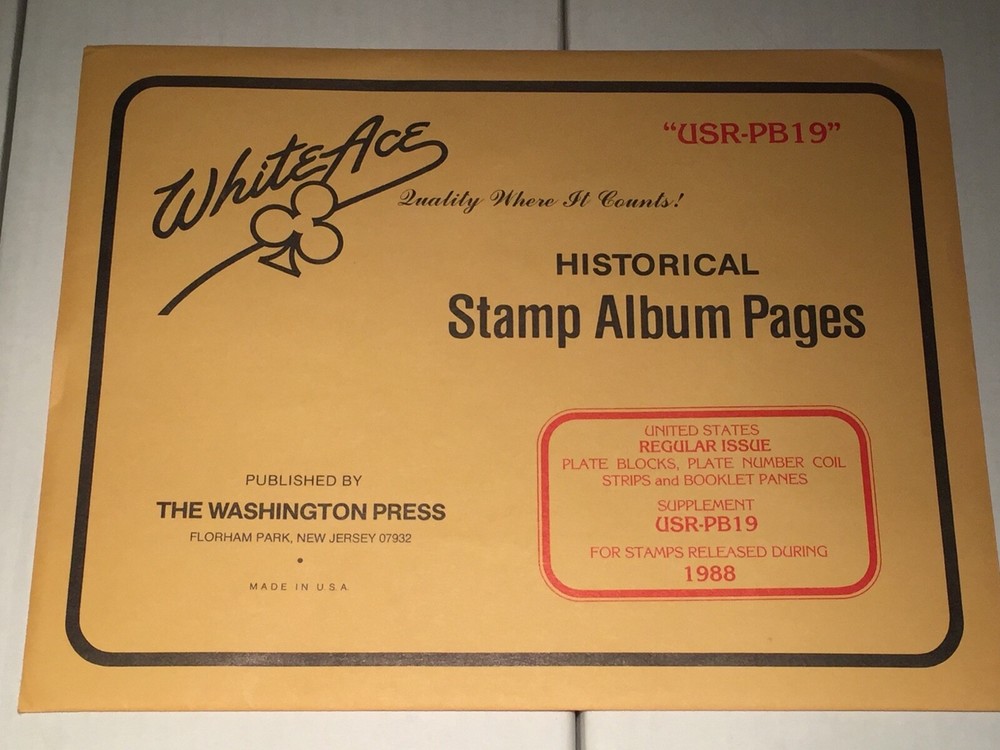 New Package White Ace Pages Regular Issues 1988 Plate Blocks Supplement USR-PB19