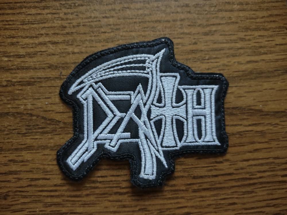 DEATH,SEW ON WHITE EMBROIDERED PATCH