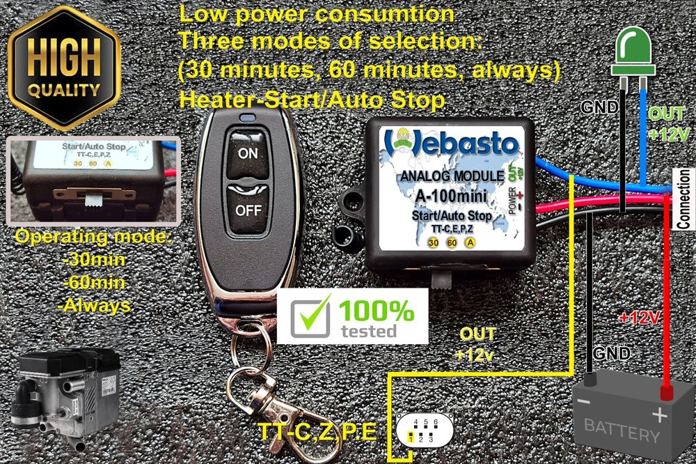 Webasto A-100mini controller Telsestart analog out +12v