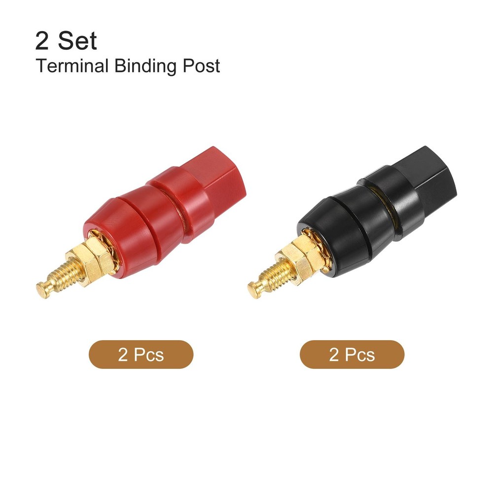 Terminal Binding Post Amplifier Terminal Connector Jack Speaker Black Red 2 Set