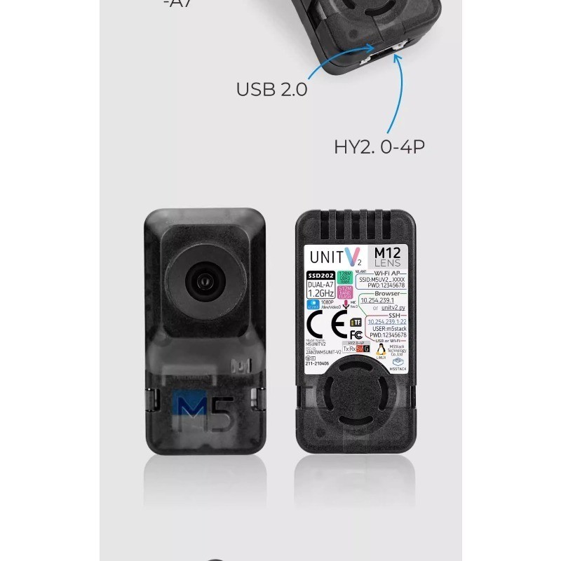 M5Stack UNIT-V2 M12 1080P AI Recognition Camera Programmable Camera Module