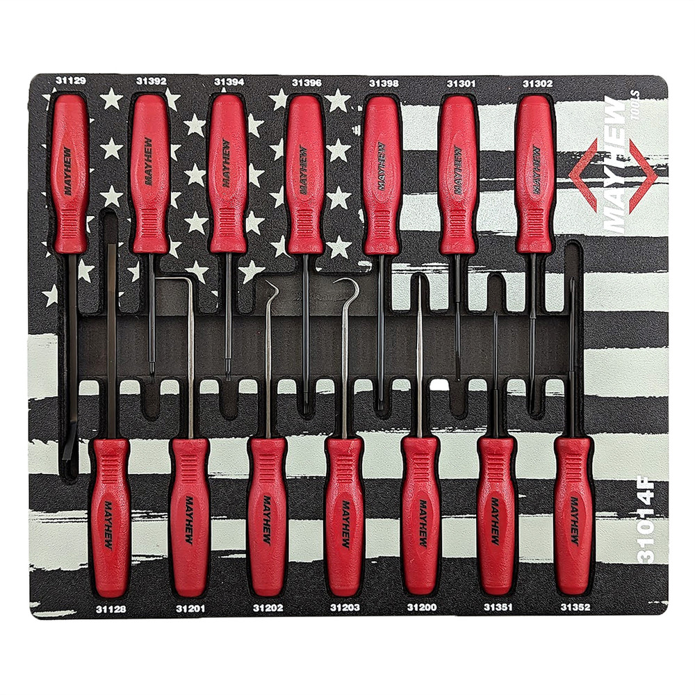 Mayhew 31014F Foam Tool Set American Flag Insert USA Made Professional Kit