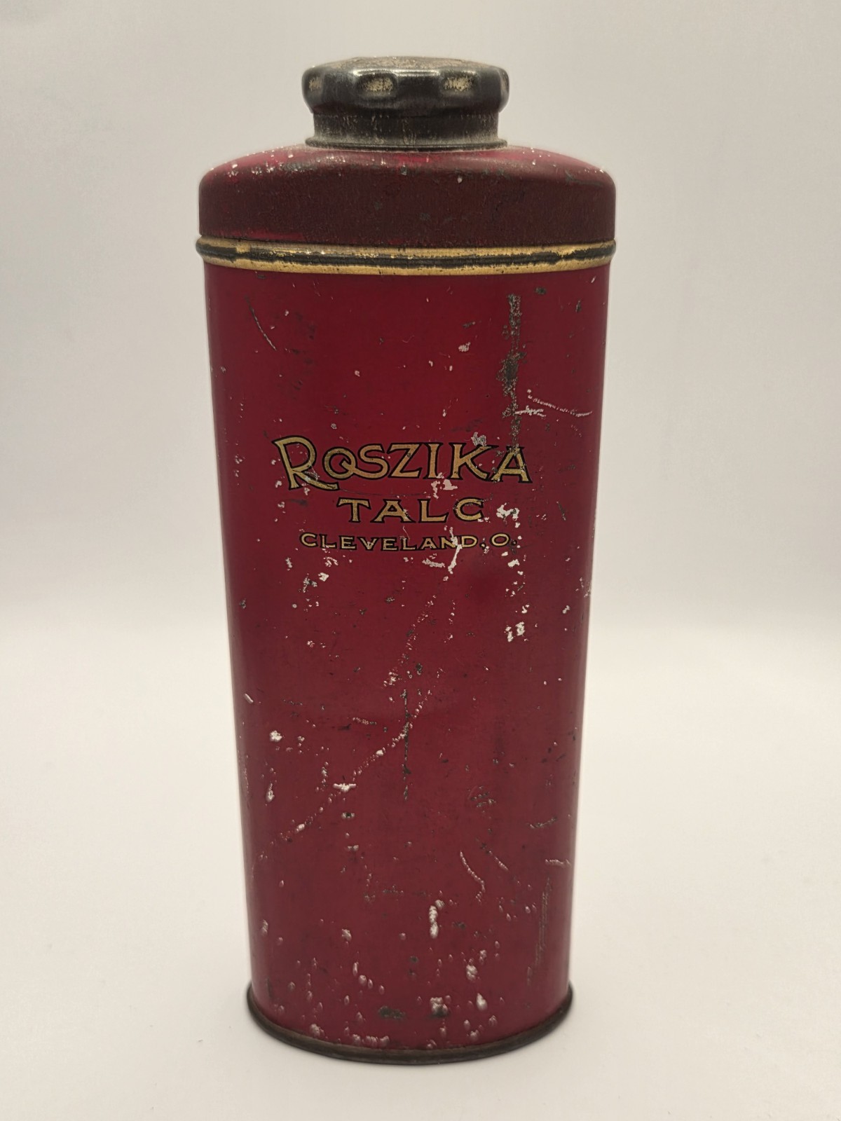Vintage Roszika Talc Red Advertising Tin Cleveland Ohio- Smithsonian Collection