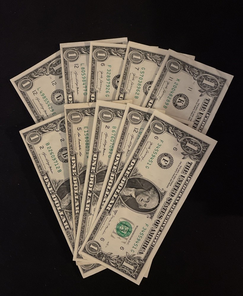 10 $1 FRN MIs Cut Errors. Top To Bottom Shift. (WORTHLESS) Read Description!!!