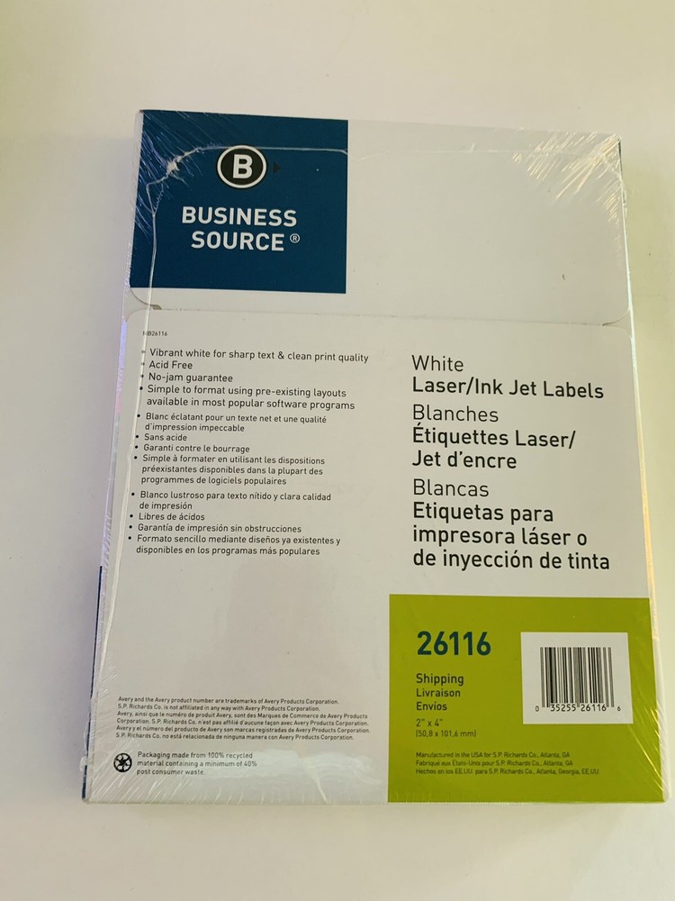 Business Source Mailing Laser Labels *2 by 4*