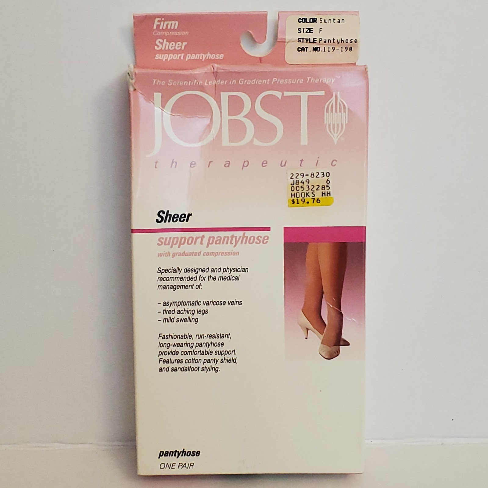 JOBST Vintage Graduated Compression Sheer Support Pantyhose SZ F Suntan 119-190